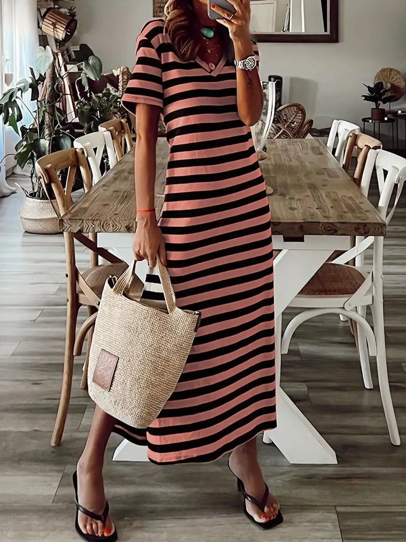 LM | Casual dress with stripe pattern