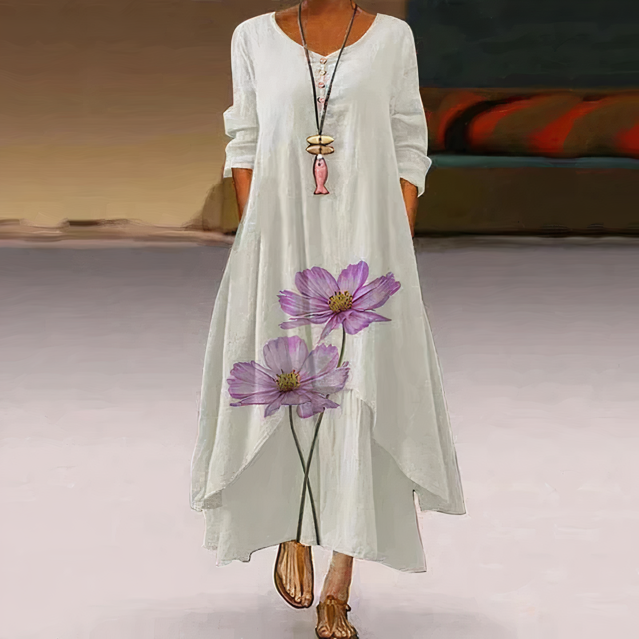 LM | Elegant women's cotton summer dress