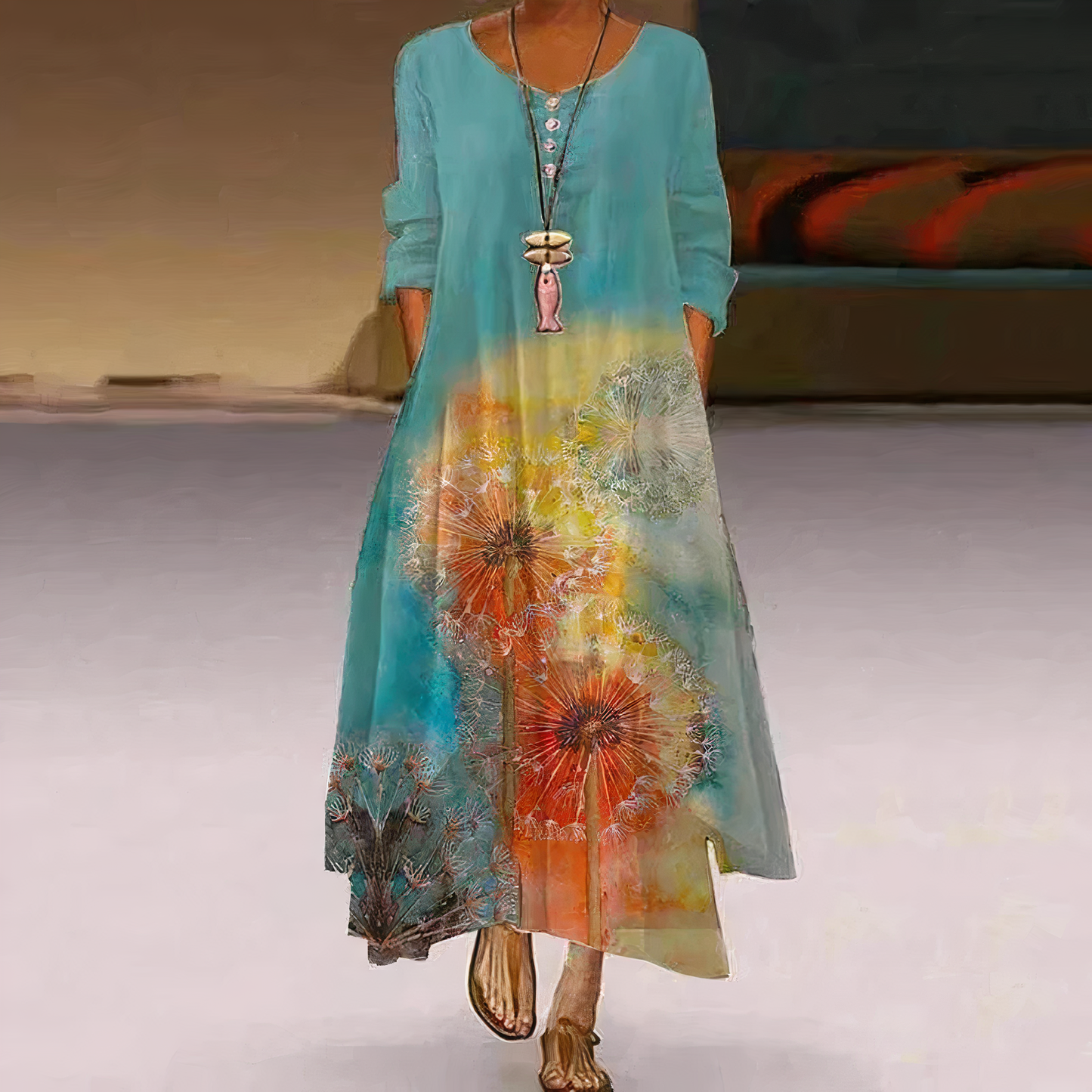 LM | Elegant women's cotton summer dress