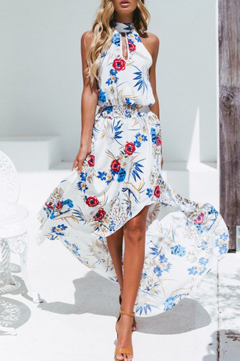 LM | Casual Print Patchwork Turtleneck Sweater Irregular Dress Dresses