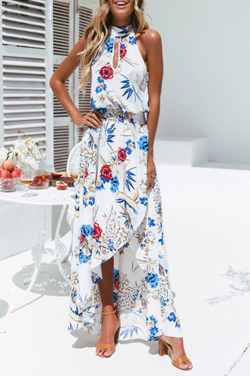 LM | Casual Print Patchwork Turtleneck Sweater Irregular Dress Dresses