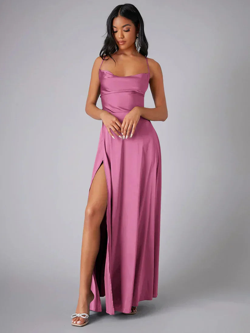 LM | Maxi dress with flowing silk pattern and elegant back