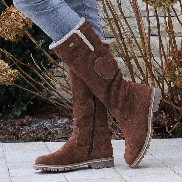 LM | Fashion flat knee-high snow boots with zipper