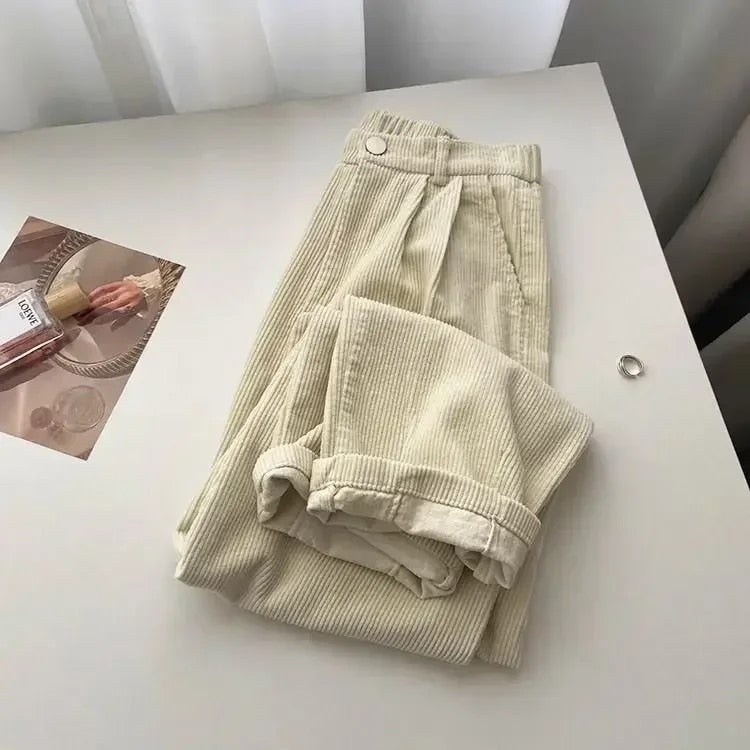 LM | Retro high-waisted corduroy trousers for women