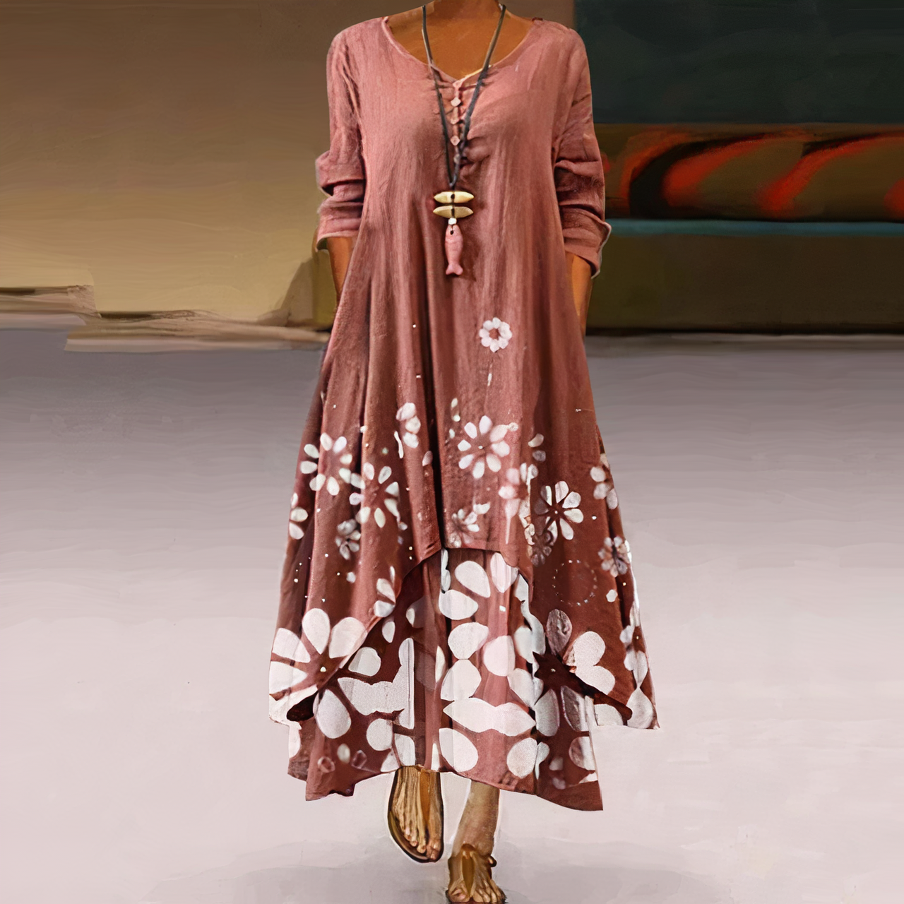 LM | Elegant women's cotton summer dress