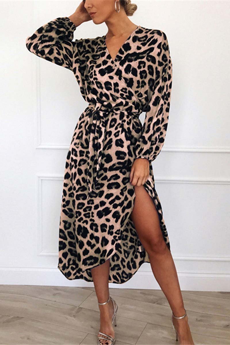 LM | Florcoo V-neck sexy leopard dress���4 colors����