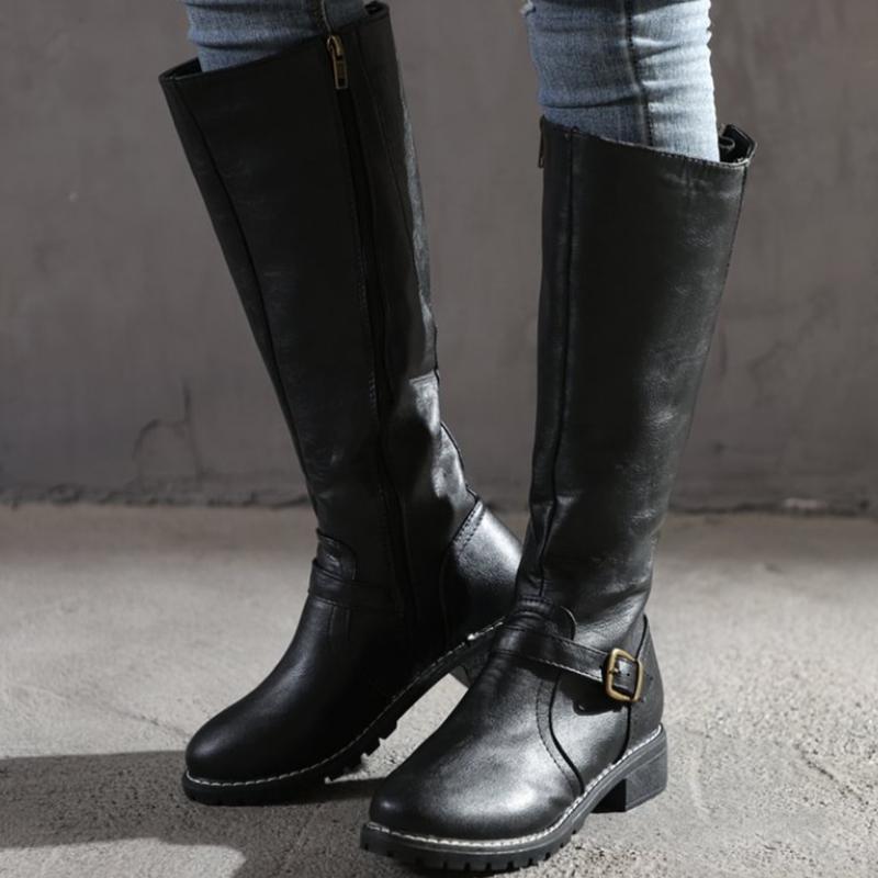 LM | Women's high boots with buckle and heel