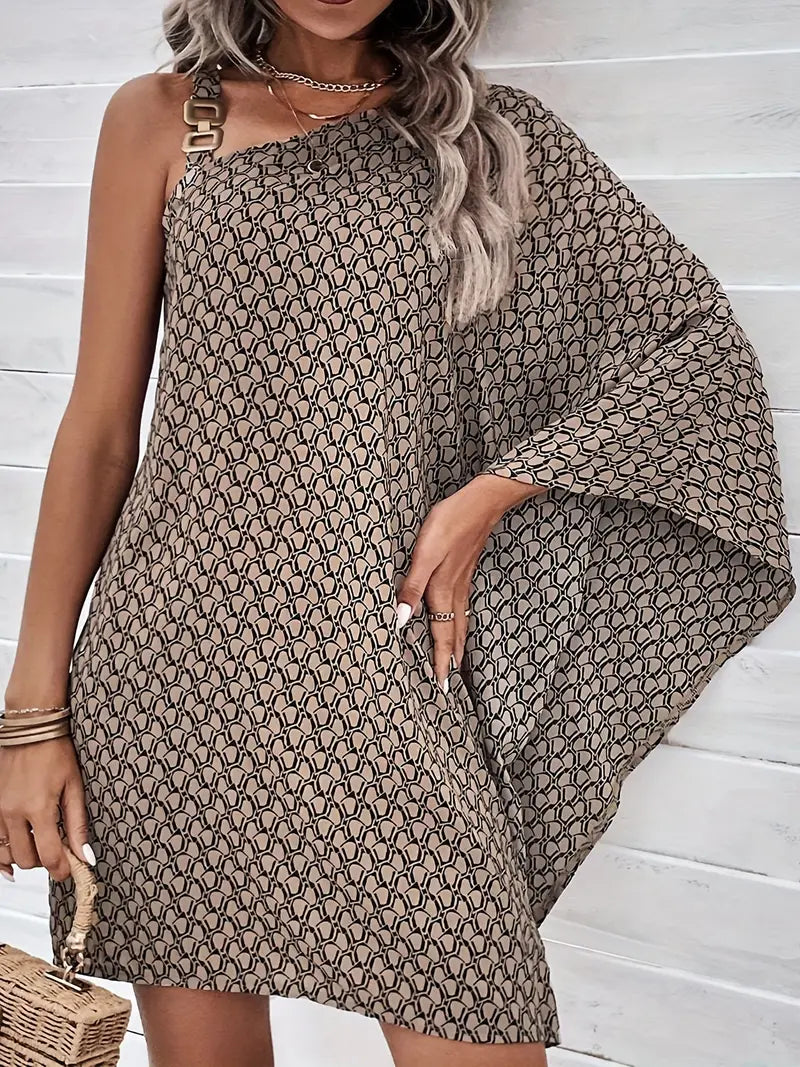 LM | Asymmetric dress with all-over print