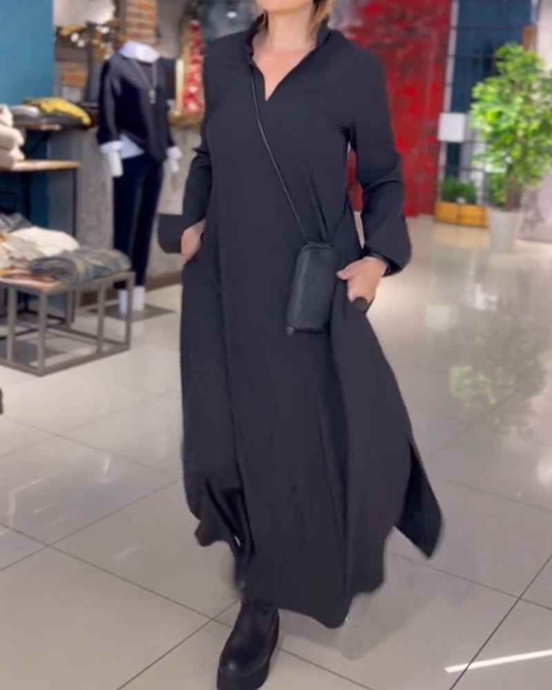 LM | Loose-fitting long dress with side slit