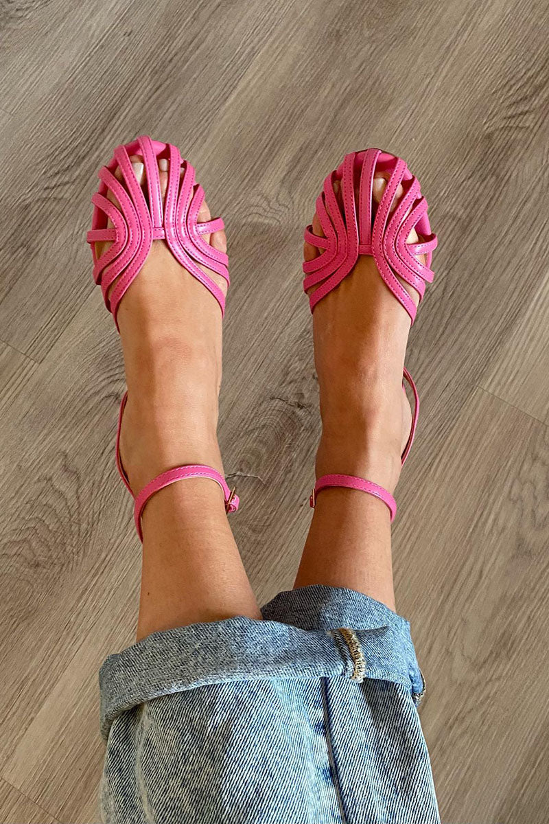 TS | Hollow Out Round Toe Ankle Strap Shoes