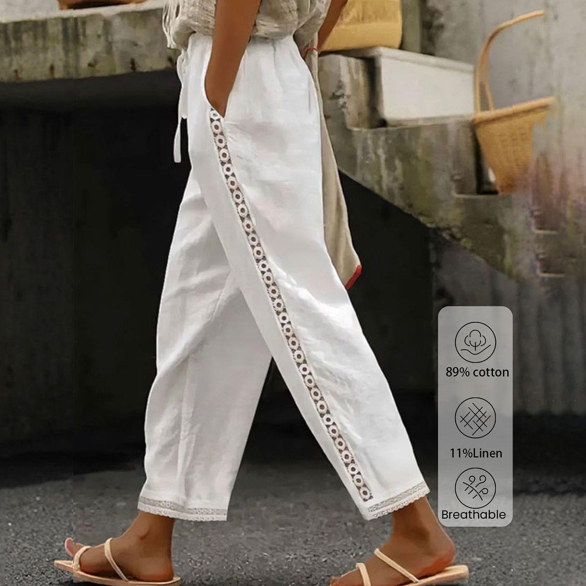 TS | White boho trousers with drawstring