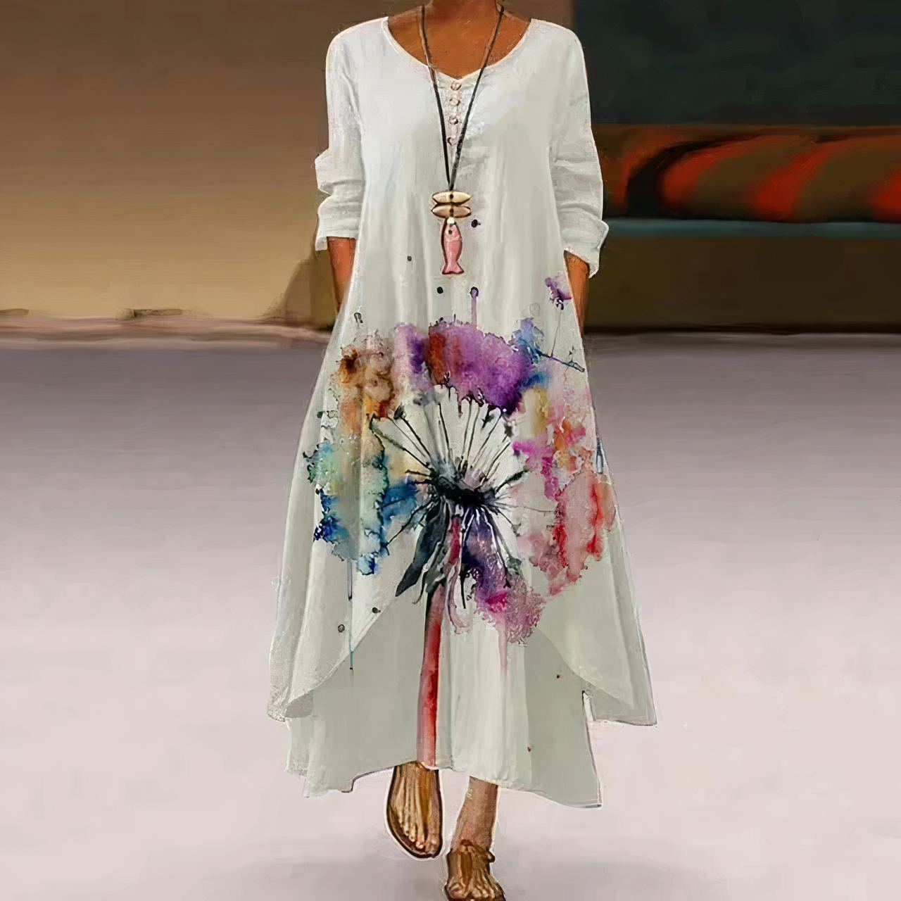 LM | Elegant women's cotton summer dress