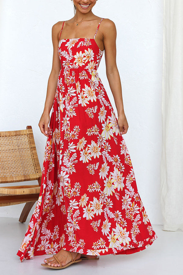 LM | Elegant sleeveless dress with print