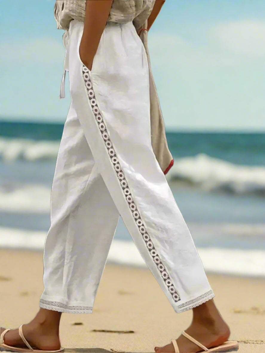 TS | White boho trousers with drawstring