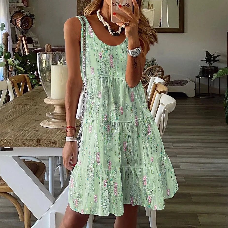LM | Sleeveless dress with floral pattern for women