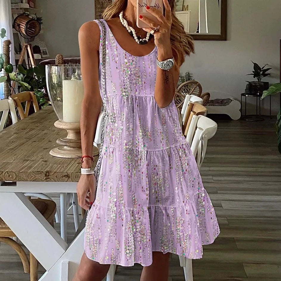 LM | Sleeveless dress with floral pattern for women