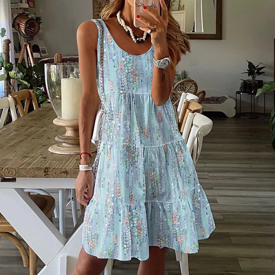 LM | Sleeveless dress with floral pattern for women