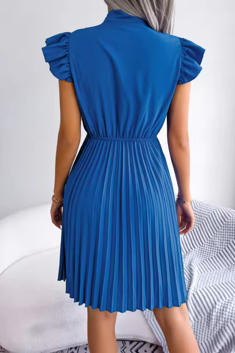 LM | Stylish summer dress with high waist and pleats