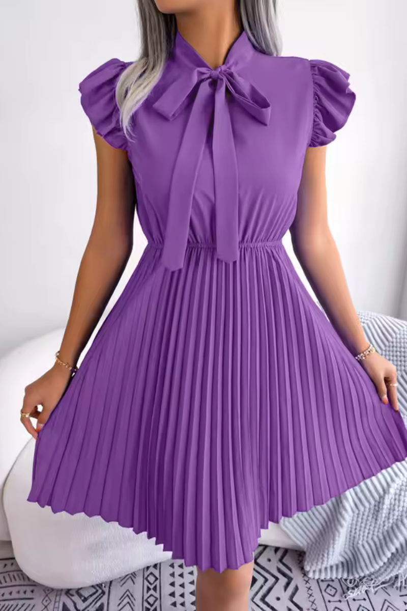 LM | Stylish summer dress with high waist and pleats