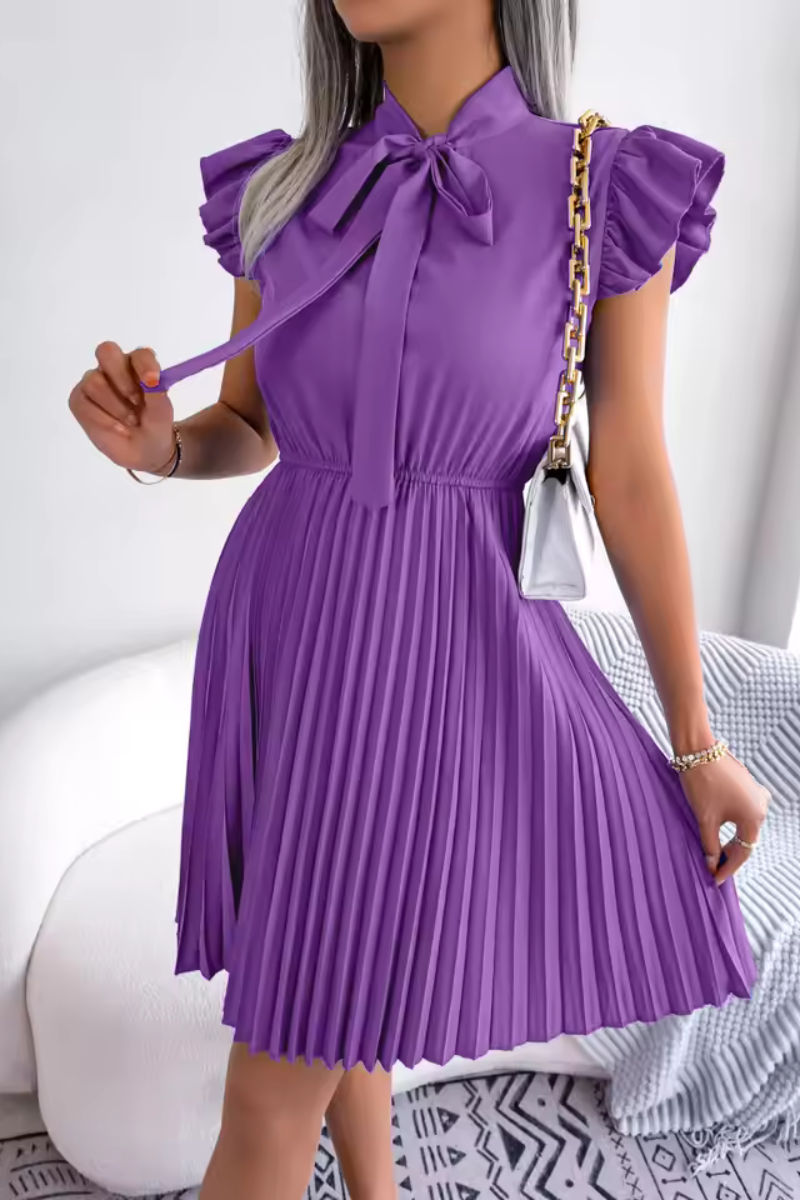 LM | Stylish summer dress with high waist and pleats