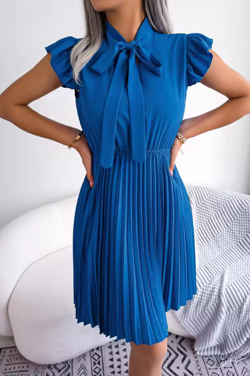 LM | Stylish summer dress with high waist and pleats