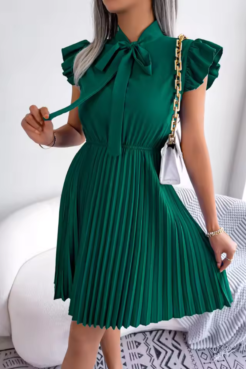 LM | Stylish summer dress with high waist and pleats