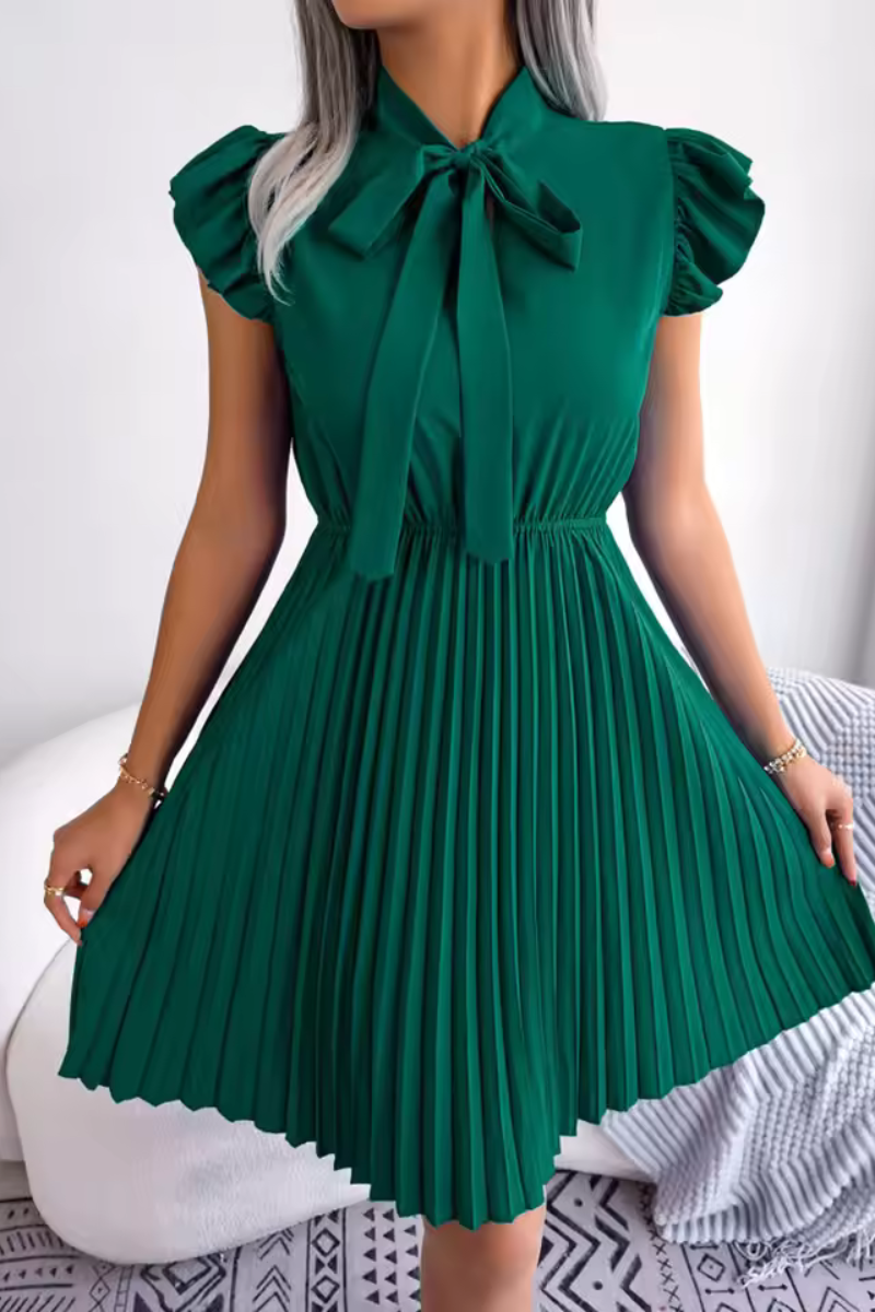 LM | Stylish summer dress with high waist and pleats