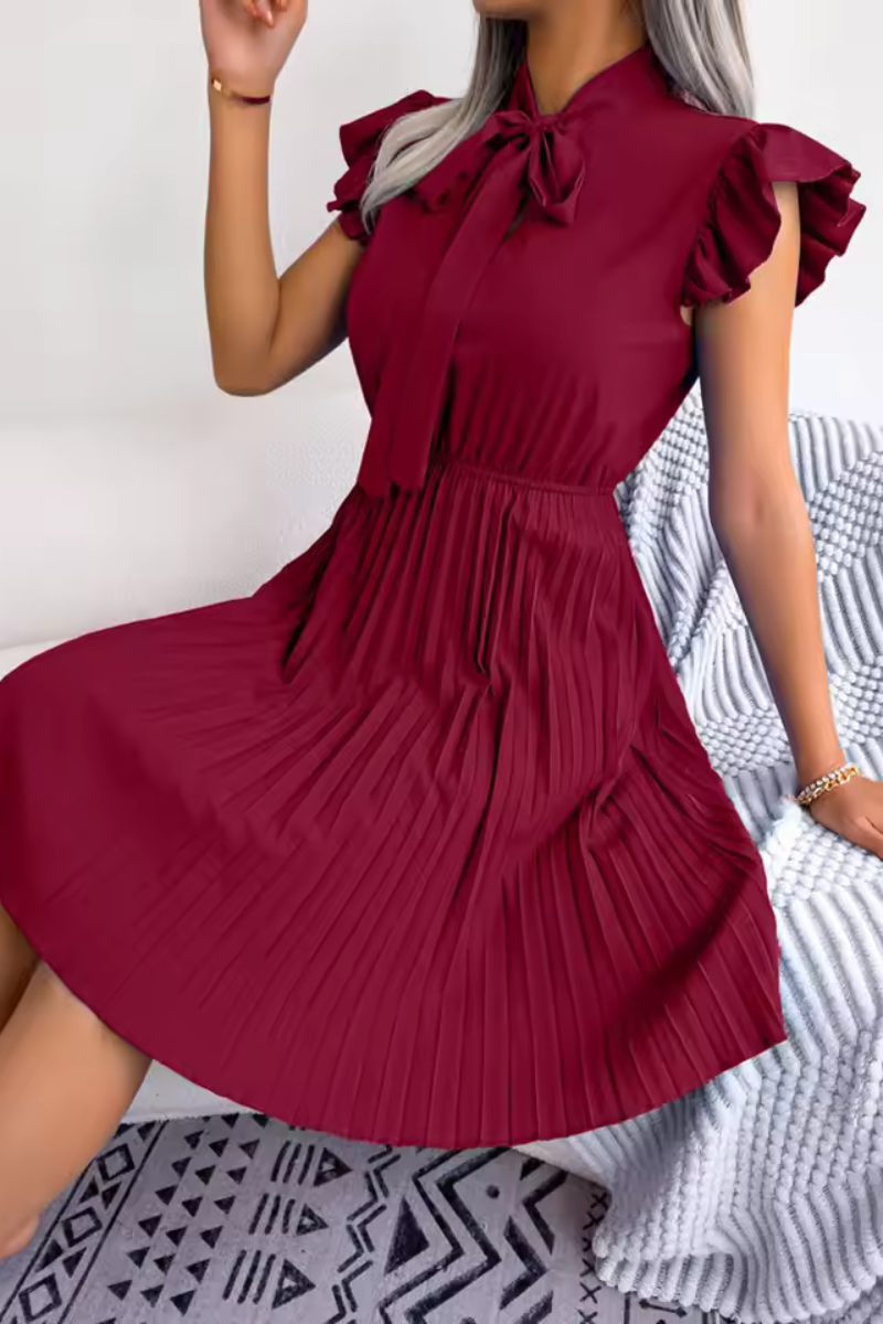 LM | Stylish summer dress with high waist and pleats