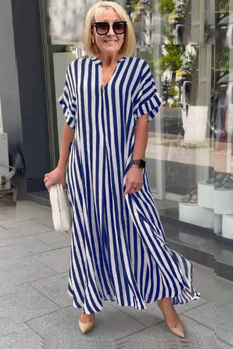 LM | short-sleeved boho dress with striped vest