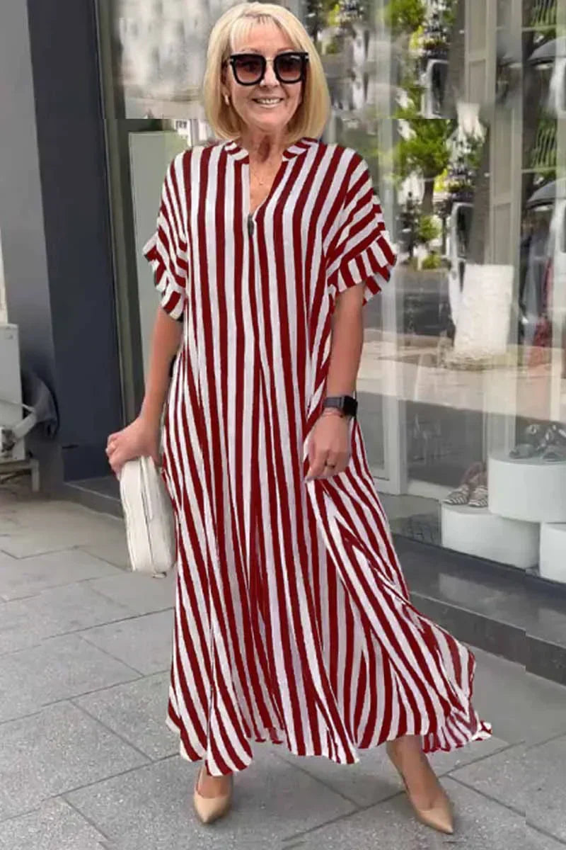LM | short-sleeved boho dress with striped vest