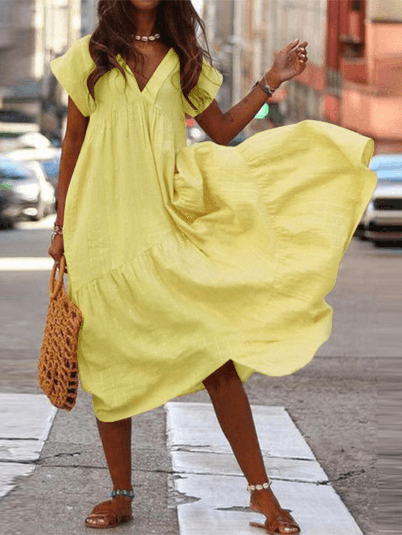LM | Ladies dress 100% cotton plain casual
