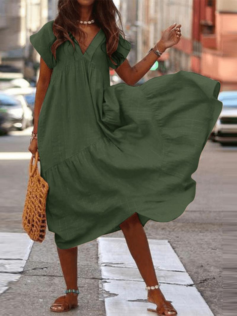 LM | Ladies dress 100% cotton plain casual