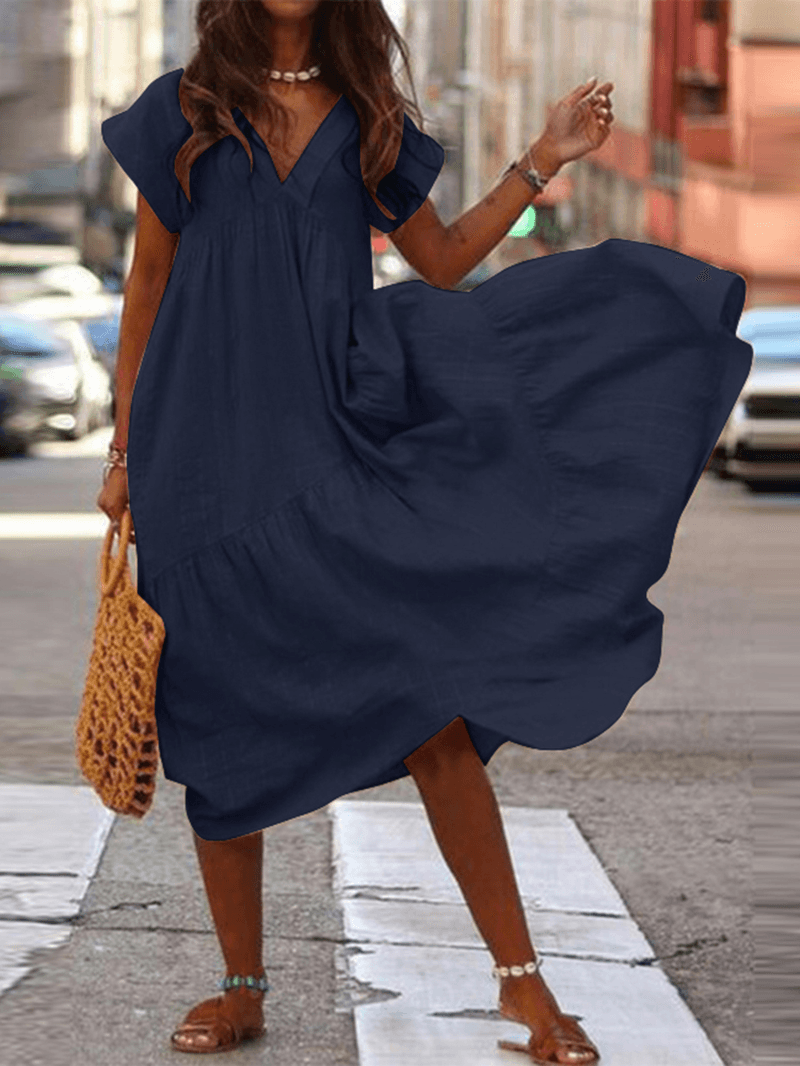 LM | Ladies dress 100% cotton plain casual