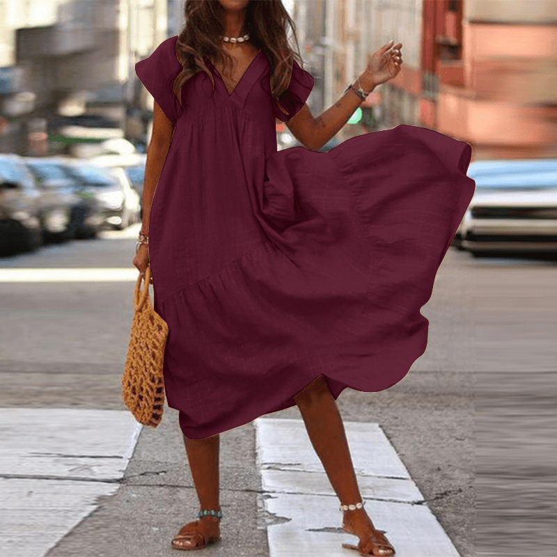 LM | Ladies dress 100% cotton plain casual