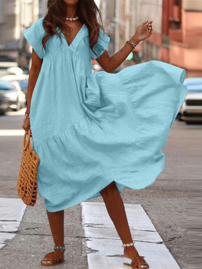 LM | Ladies dress 100% cotton plain casual