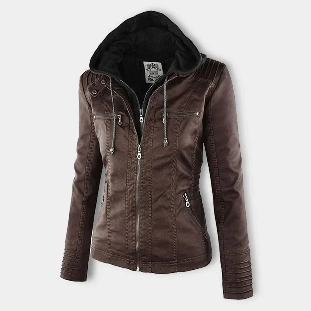 LM | Ladies leather jacket with hood