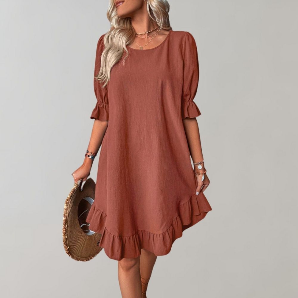 LM | Casual dress with puff sleeves