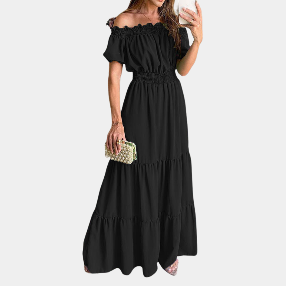 LM | Stylish maxi dress with off-the-shoulder for women