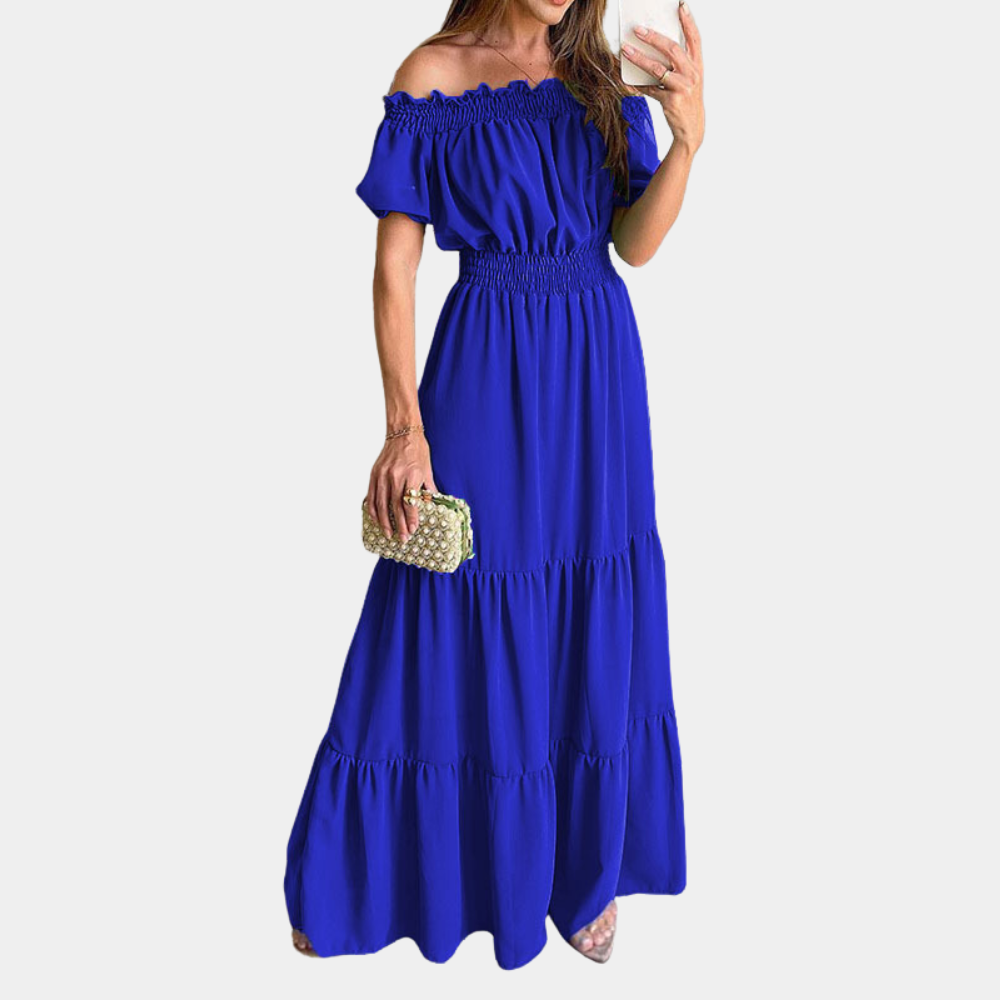LM | Stylish maxi dress with off-the-shoulder for women