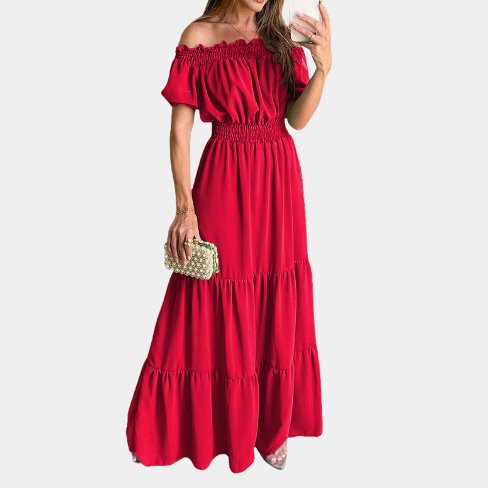 LM | Stylish maxi dress with off-the-shoulder for women