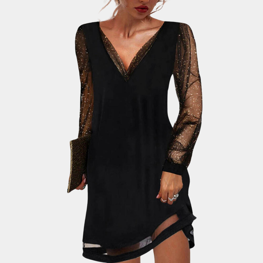 LM | Modern women's dress with V-neckline