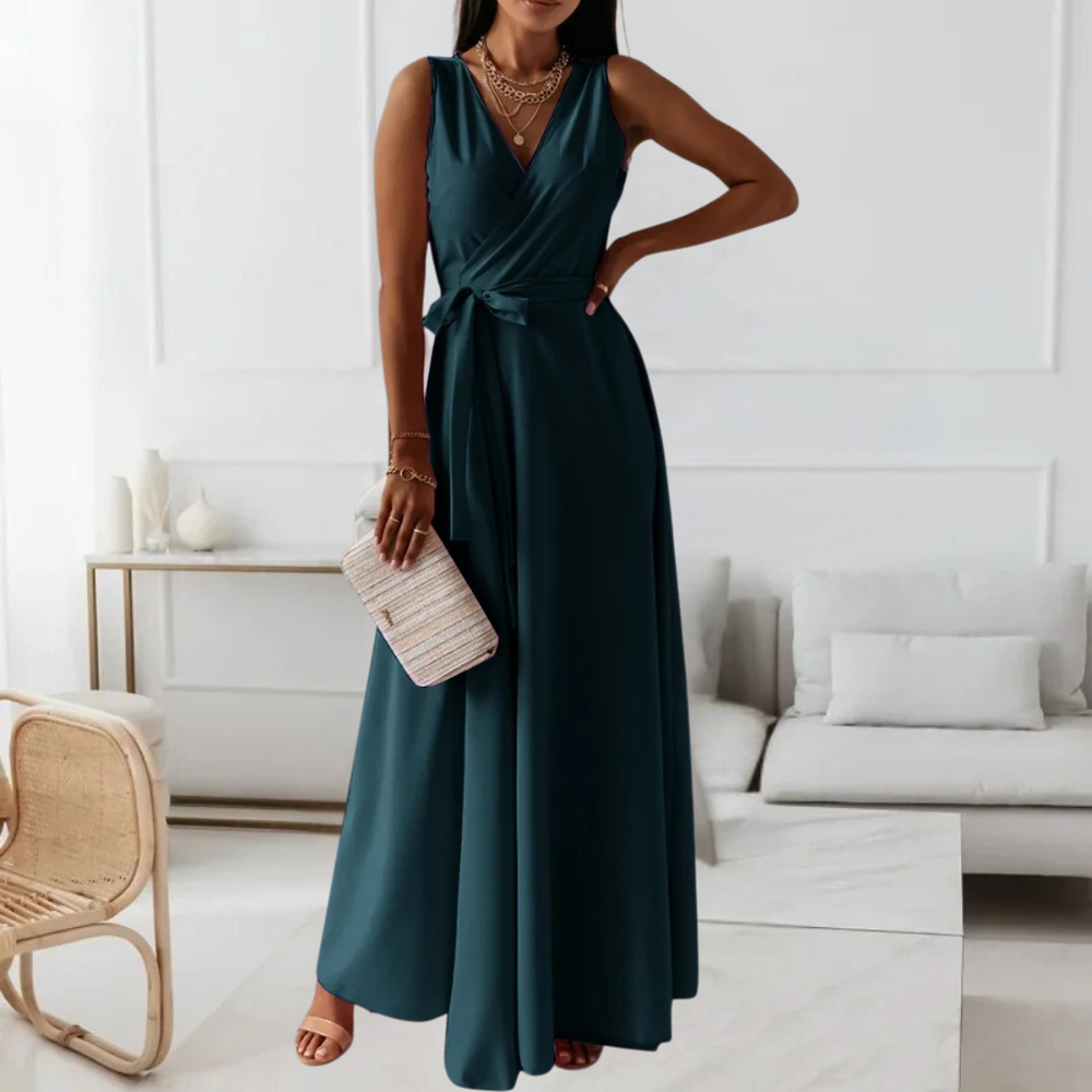 LM | Elegant women's maxi dress with V-neckline