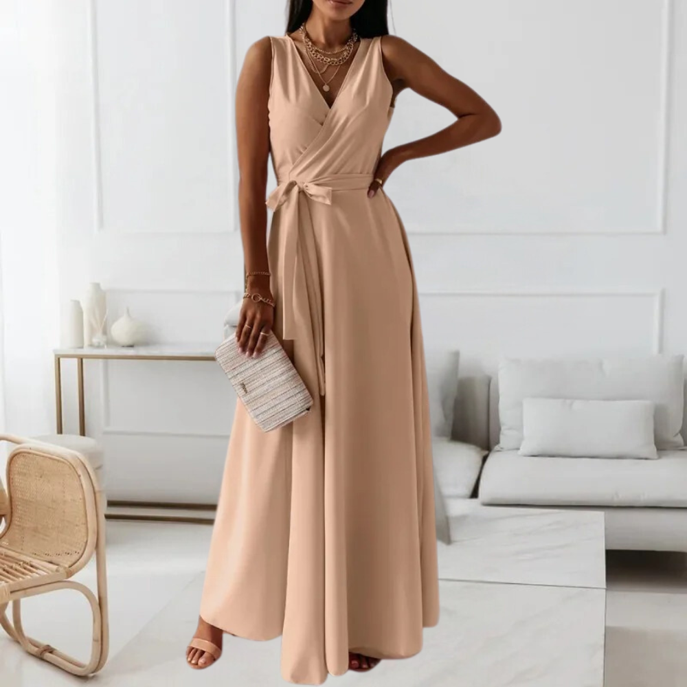 LM | Elegant women's maxi dress with V-neckline