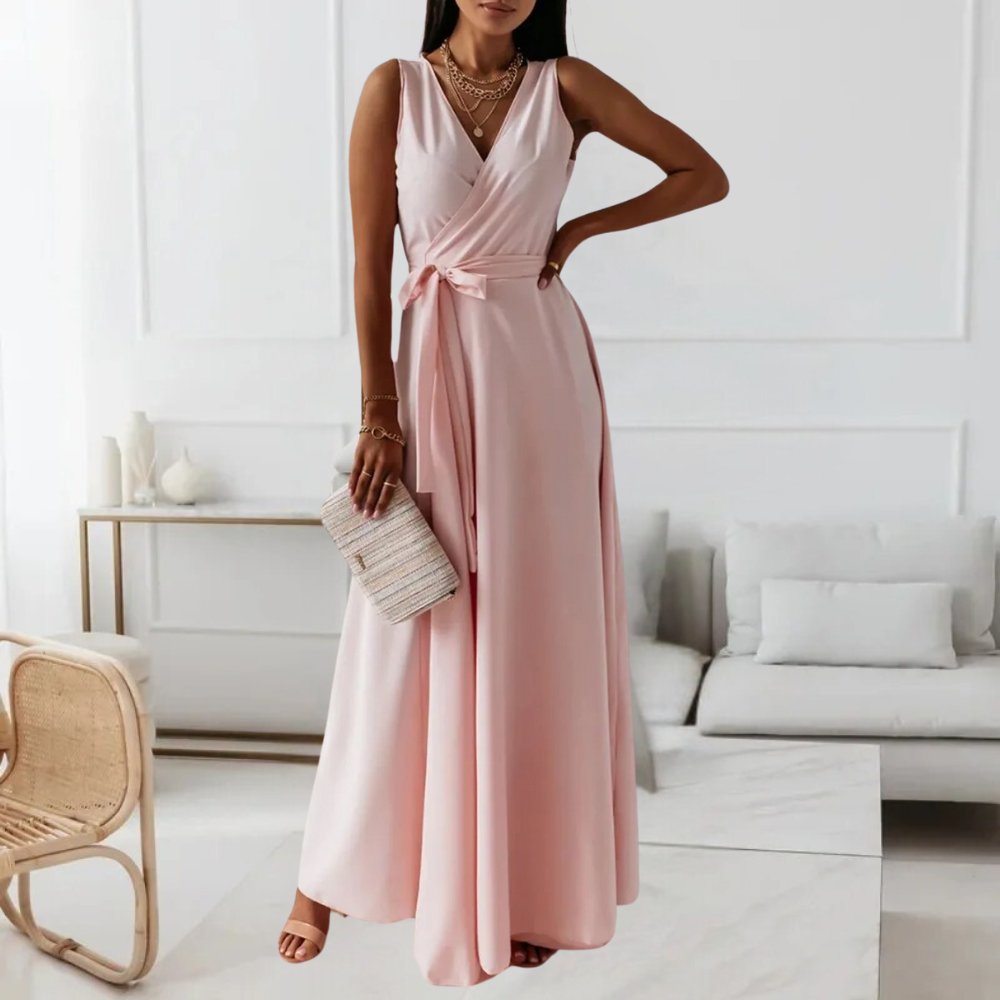LM | Elegant women's maxi dress with V-neckline