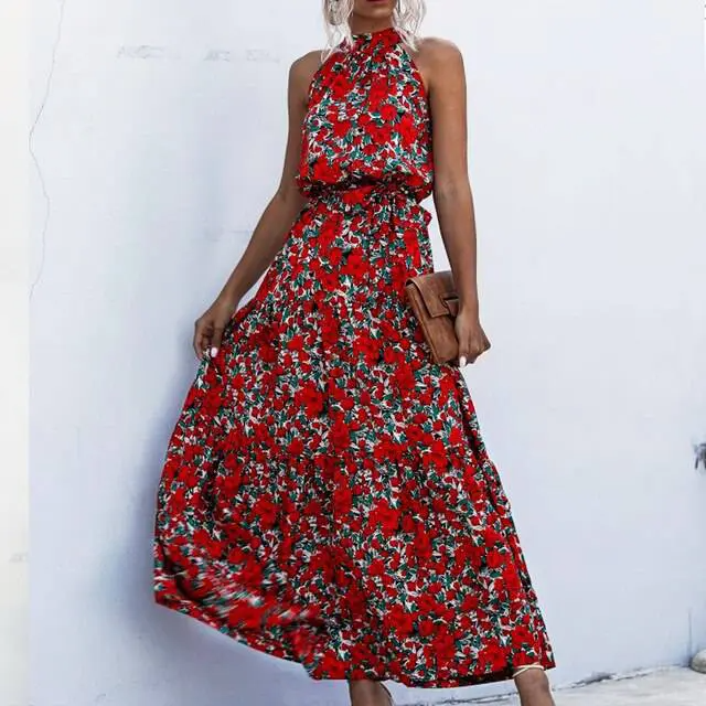 LM | Strapless maxi dress with floral print