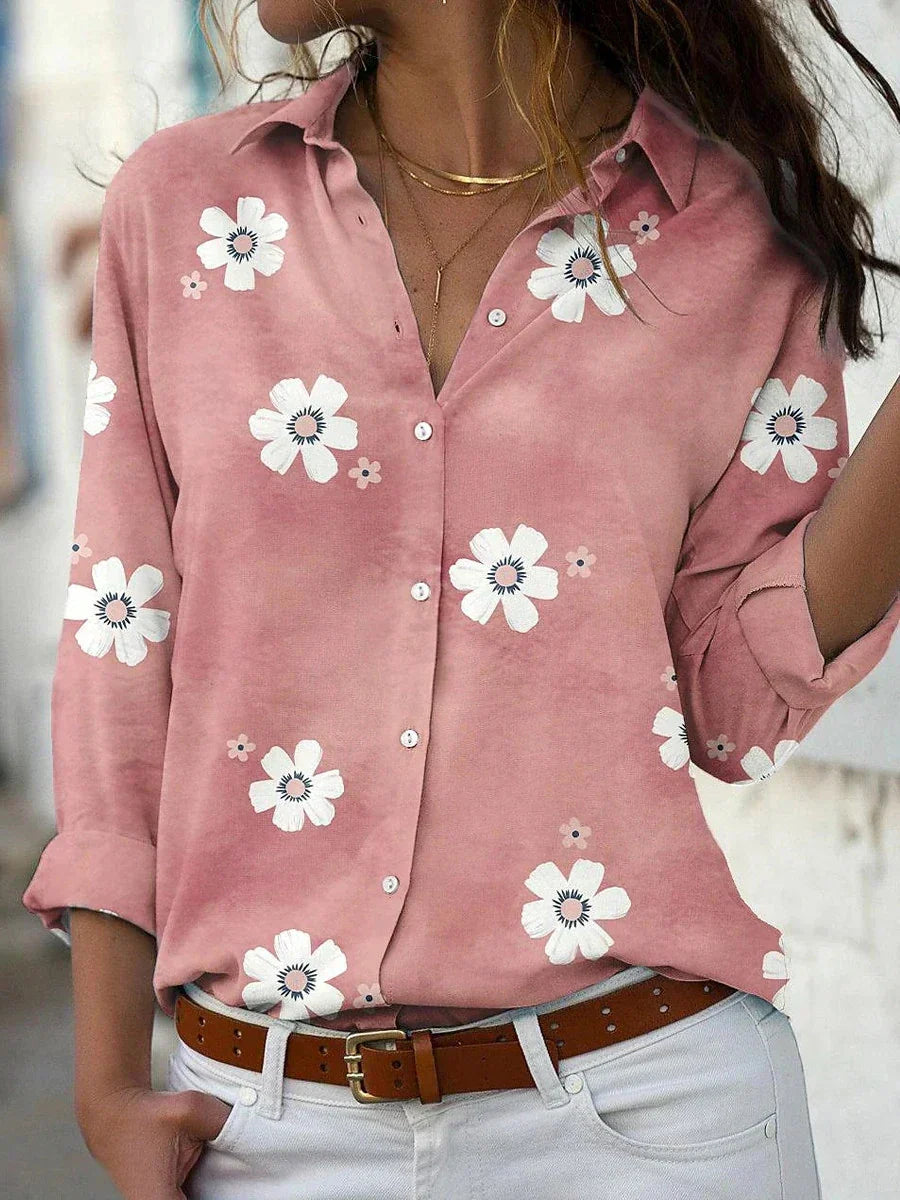 LM | Classic blouse with a playful floral print