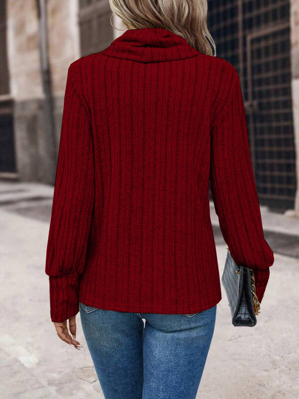 LM | Women's Cowl Neck Long Sleeve Shirt