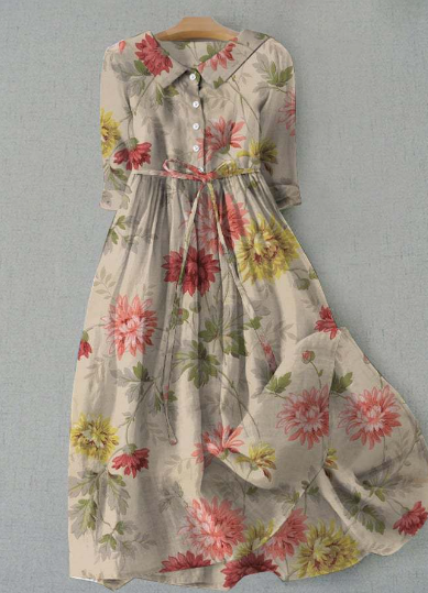 LM | Women's casual dress with botanical flowers