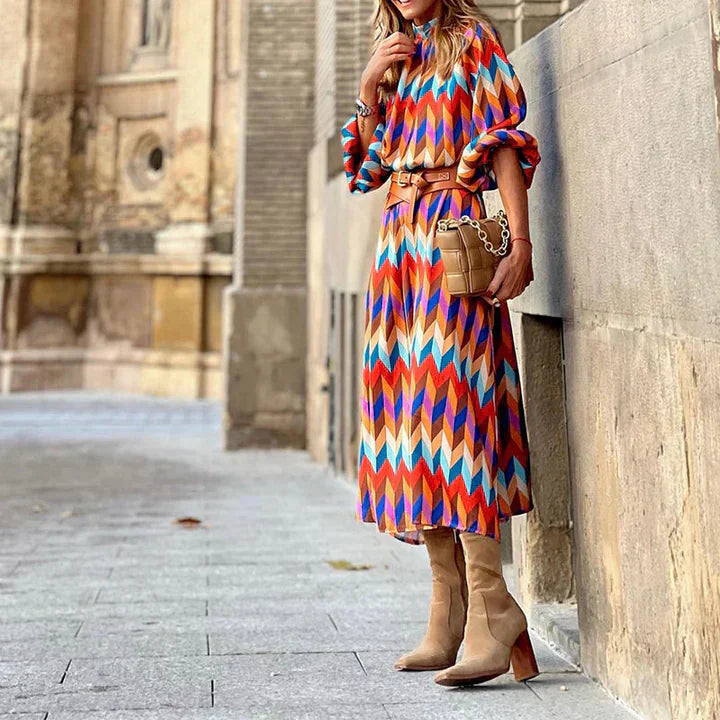 LM | Midi dress with colorful print