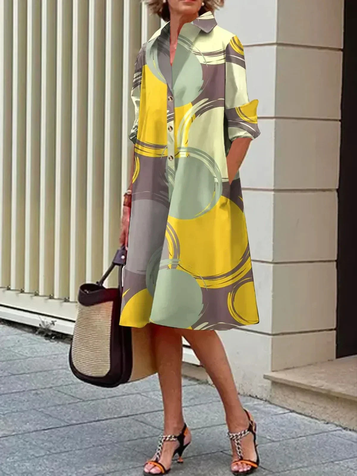 LM | Urban Abstract shirt dress with polka dots